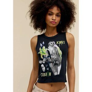 DAYDREAMER Kurt Cobain Lily Roth Shrunken Tank Top Black Onyx Size Small NWT